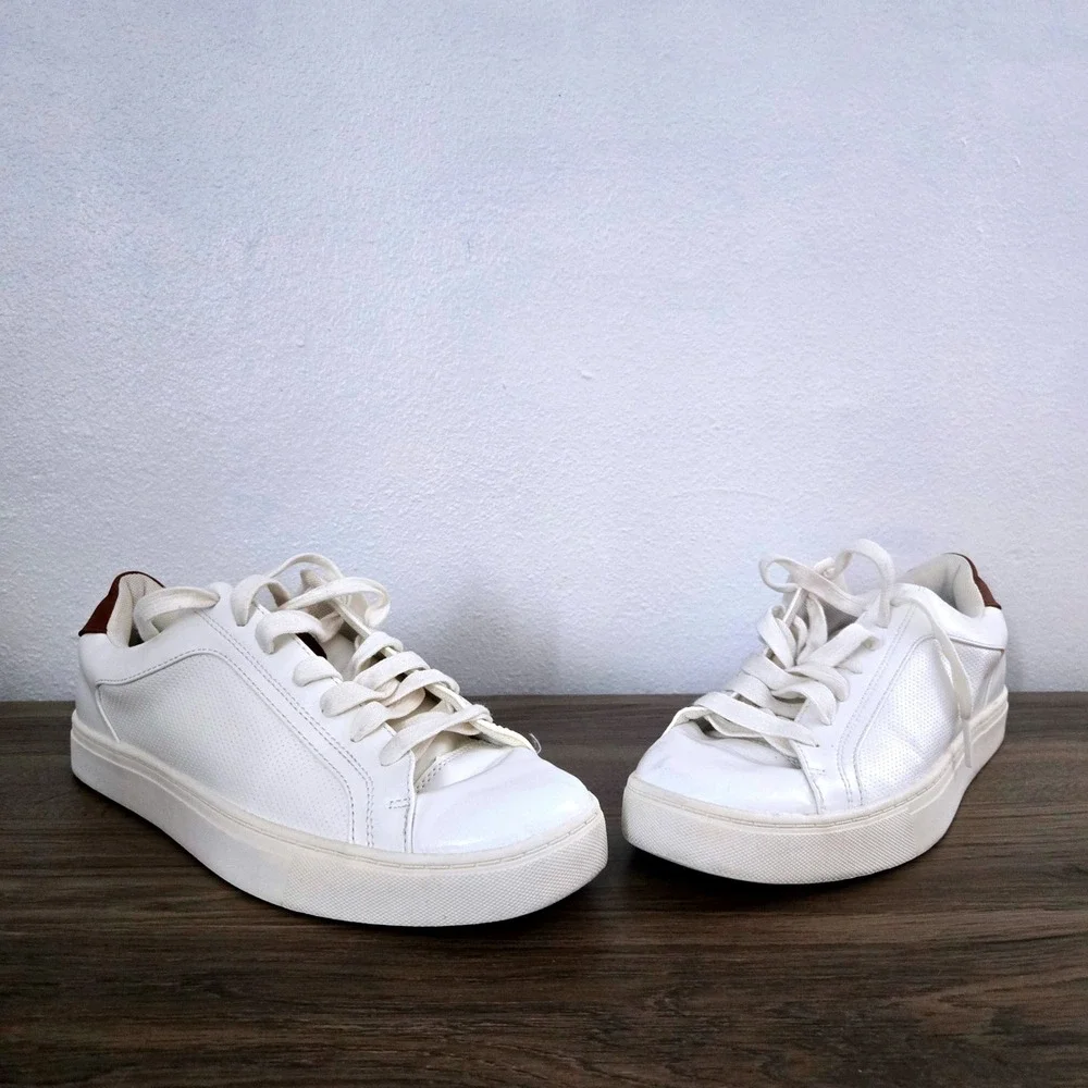 Steve Madden Finneas Mens White Low Top Sneaker Brown Heel Tab Size 9 Madden NYC - Picture 9 of 11